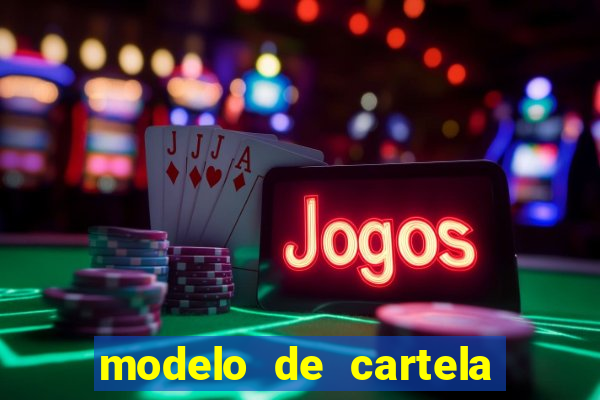 modelo de cartela de bingo em branco